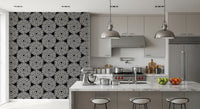 Modernist Painterly Orbit Geometric Motif Wallpaper⁠