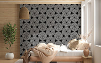 Modernist Painterly Orbit Geometric Motif Wallpaper⁠