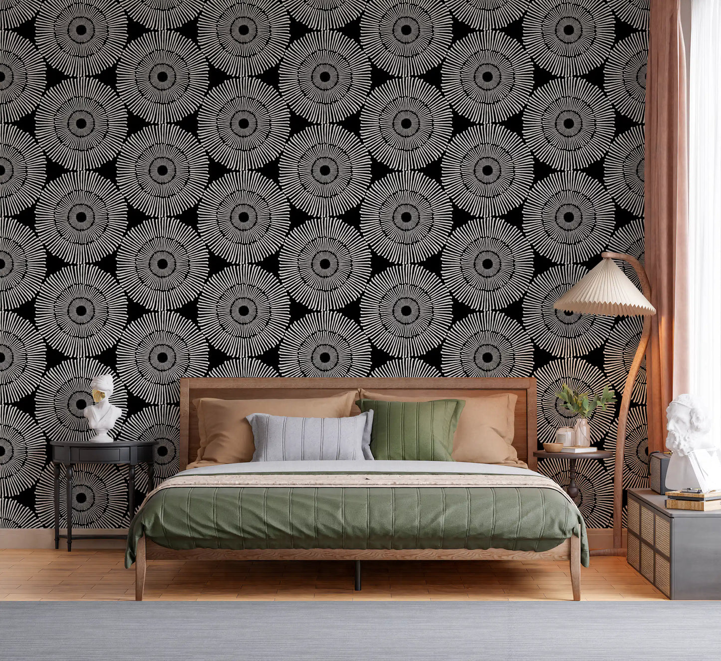 Modernist Painterly Orbit Geometric Motif Wallpaper⁠