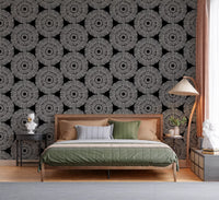 Modernist Painterly Orbit Geometric Motif Wallpaper⁠