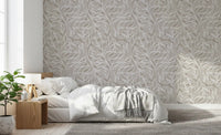 Serene Linear Foliage in Taupe Wallpaper⁠