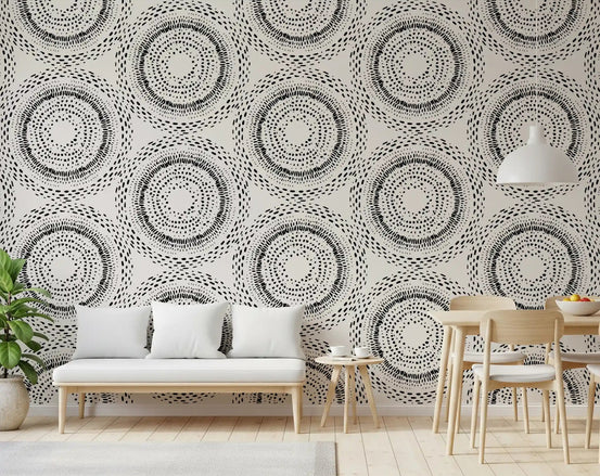Dining room styled in Dotted Mandala Radiance wallpaper GD11946