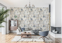 Tapet med neutrale akvarelblomster