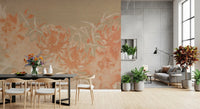 Minimalistische Wandtapete mit gemalter Chrysantheme