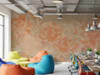 Minimalistische Wandtapete mit gemalter Chrysantheme