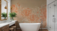 Minimalistische Wandtapete mit gemalter Chrysantheme