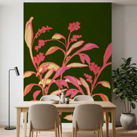 Malerisk vægmaleri med forårsblomstermotiv