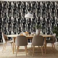 Minimalistisk tapet med lodret, malerisk stregkunst