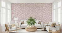 Abstrakt tapet med penselstrøg i creme og blush