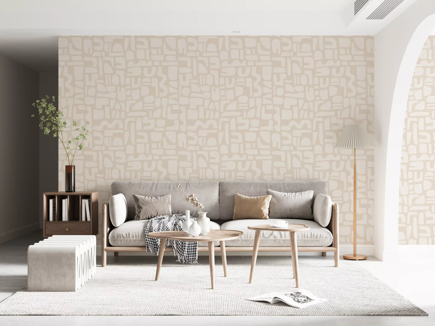Minimalistisk tapet med bløde geometriske former