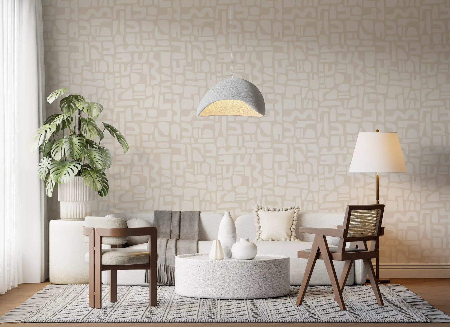 Minimalistisk tapet med bløde geometriske former