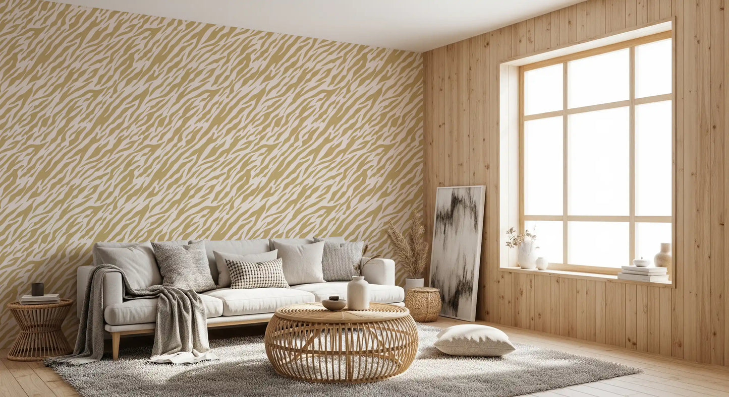 Abstrakte goldene Tierstreifen-Tapete