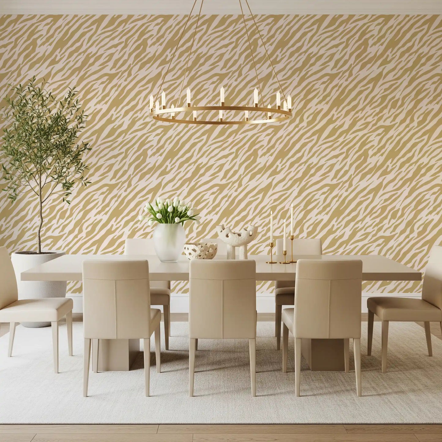 Abstrakte goldene Tierstreifen-Tapete