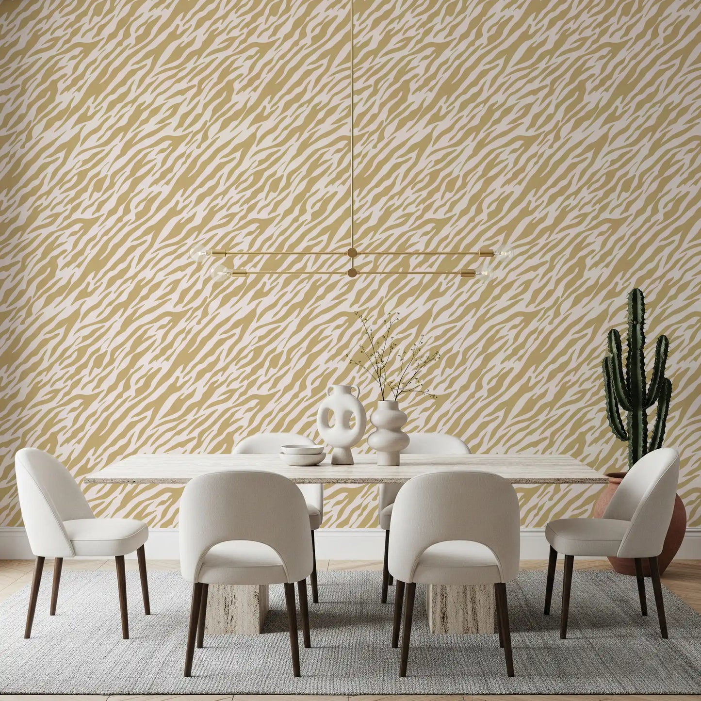 Abstrakte goldene Tierstreifen-Tapete