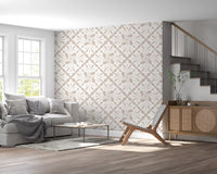 Beige Acanthus Leaf Damask Wallpaper⁠