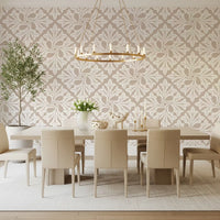 Beige Acanthus Leaf Damask Wallpaper⁠