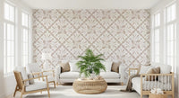 Beige Acanthus Leaf Damask Wallpaper⁠