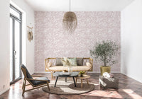 Minimalistisk tapet med blushfarvet blomstermotiv