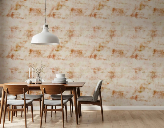 Earthy patina wallpaper warms a Dining room with weathered beige tones GD11968
