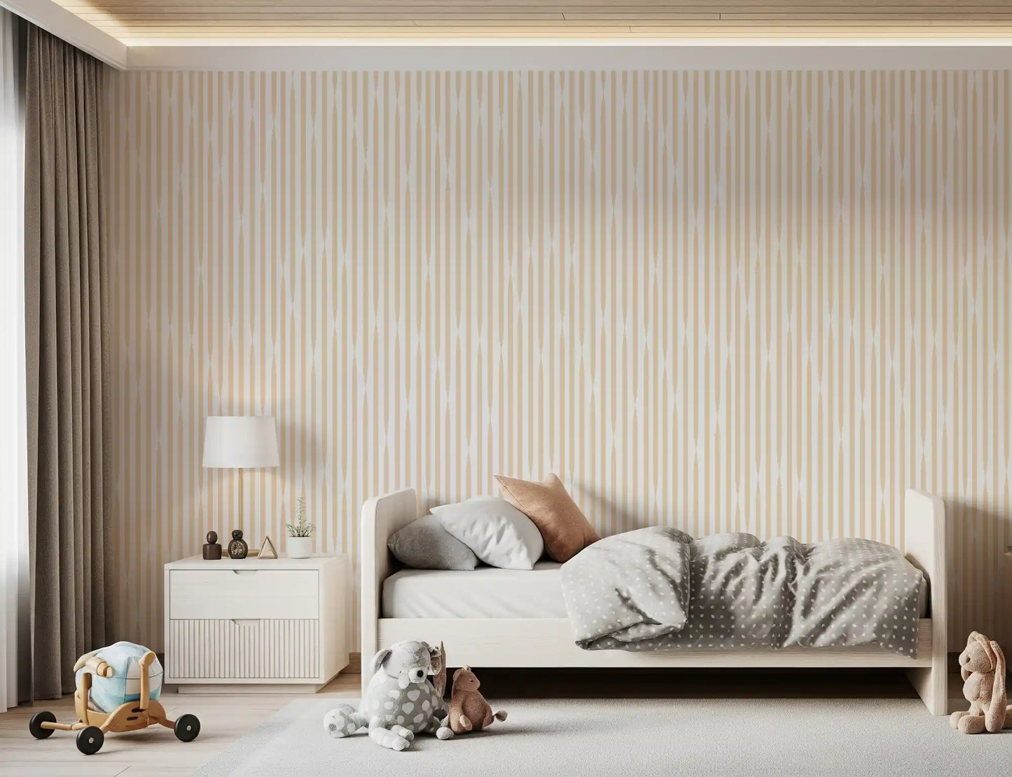 Cream and Beige Interlocking Stripes Wallpaper⁠