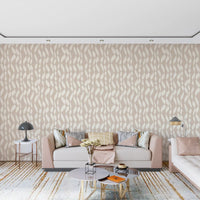 Cream Wavy Ribbon Pattern Wallpaper⁠