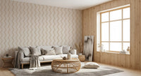 Papier peint beige à motif de lignes en zigzag