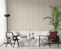 Papier peint beige à motif de lignes en zigzag