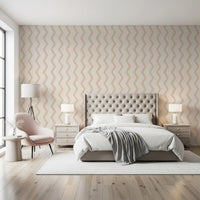 Papier peint beige à motif de lignes en zigzag
