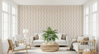 Papier peint beige à motif de lignes en zigzag