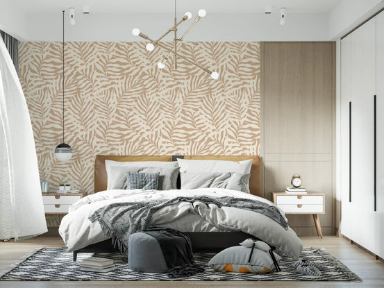 Minimalistisk tapet med botaniske palmeblade
