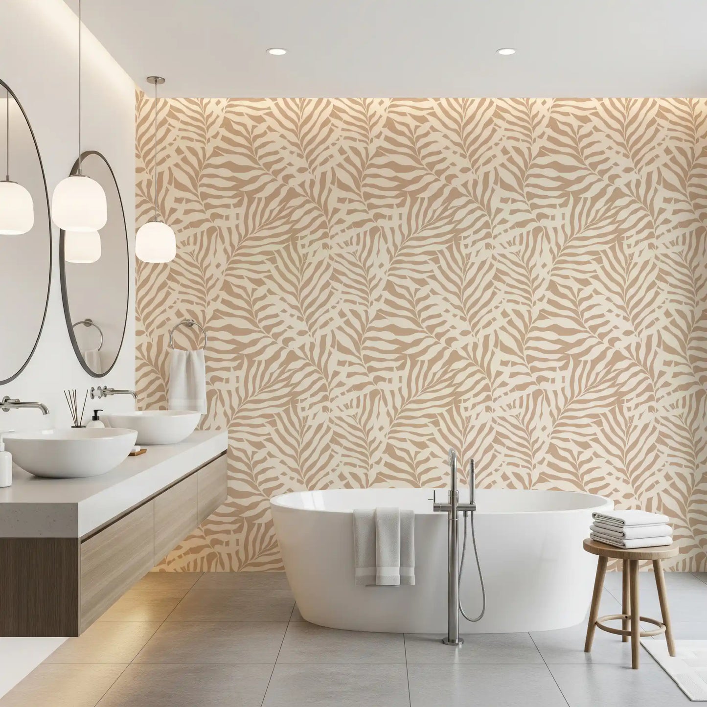 Minimalist Botanical Palm Leaves Wallpaper⁠