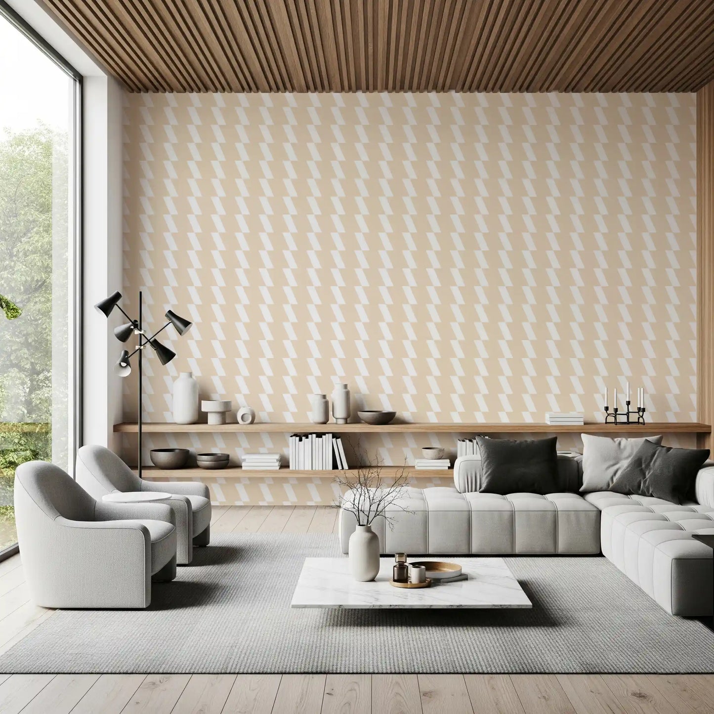 Abstract Cream Diagonal Flow Wallpaper⁠