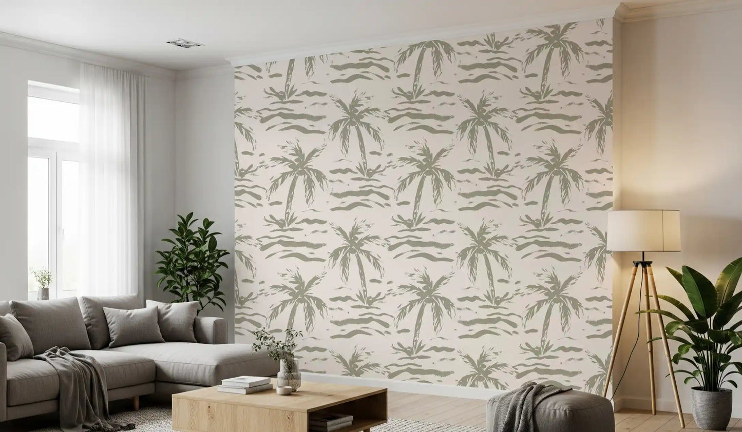 Abstract Palm Grove Brushstrokes Wallpaper⁠