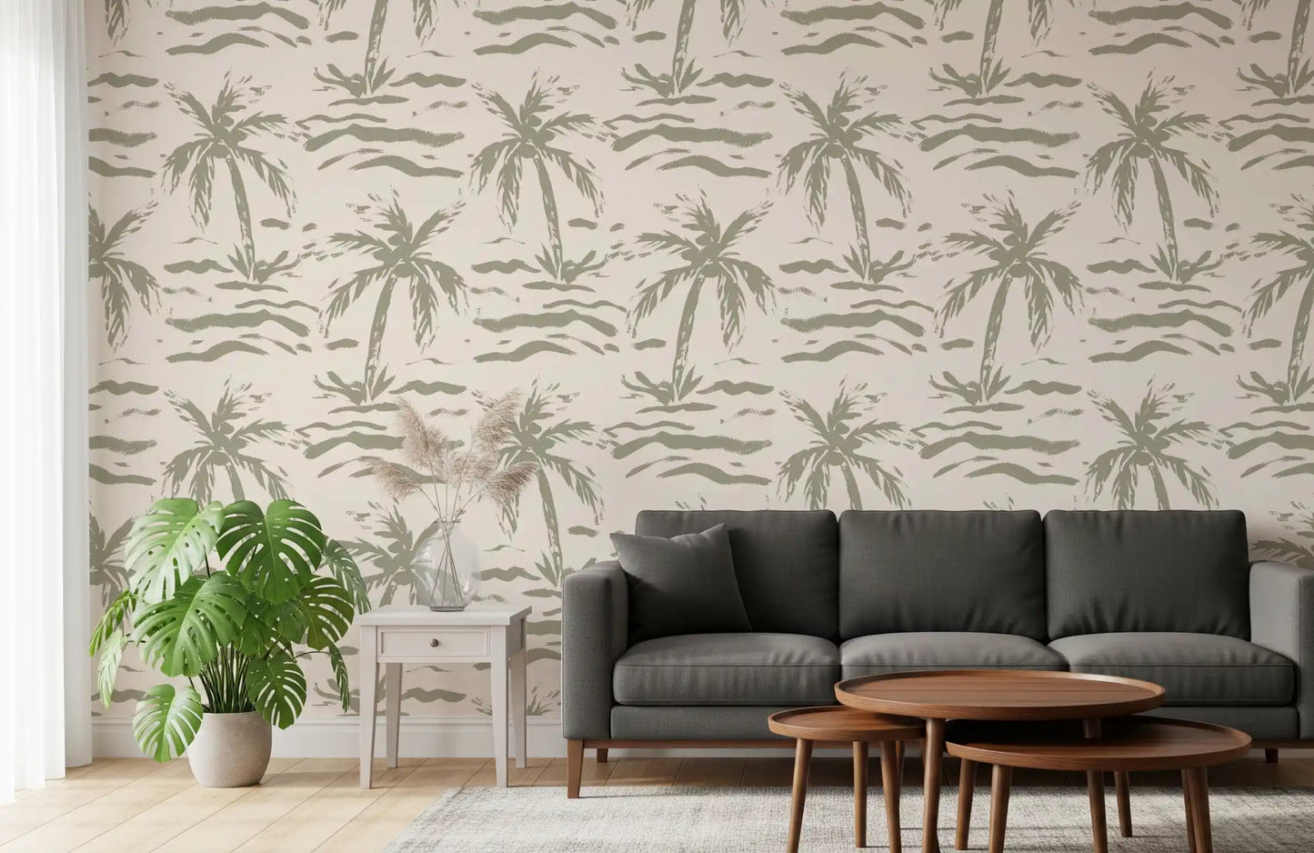 Abstract Palm Grove Brushstrokes Wallpaper⁠