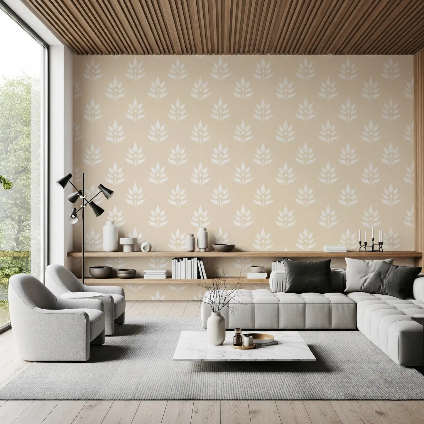Minimalist Botanical Motif Wallpaper⁠