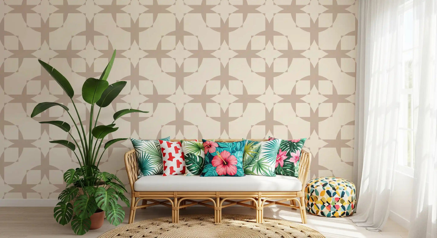 Geometric Intersection Cream Wallpaper⁠