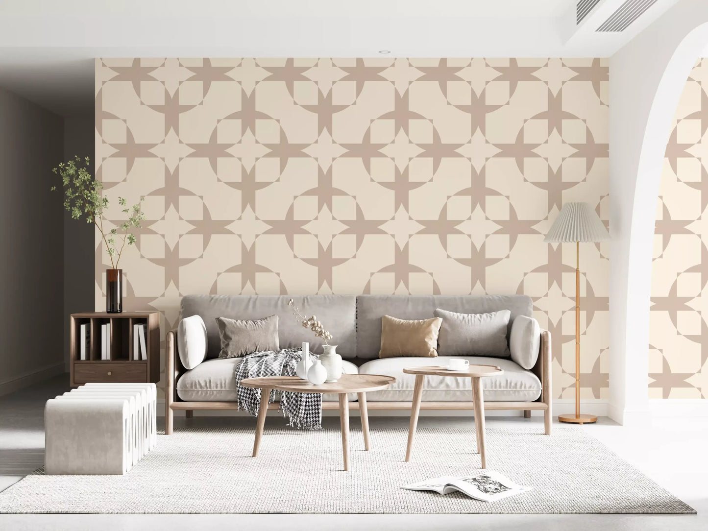 Geometric Intersection Cream Wallpaper⁠