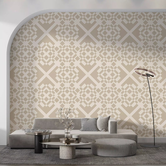 Minimalistisk beige geometrisk gittertapet
