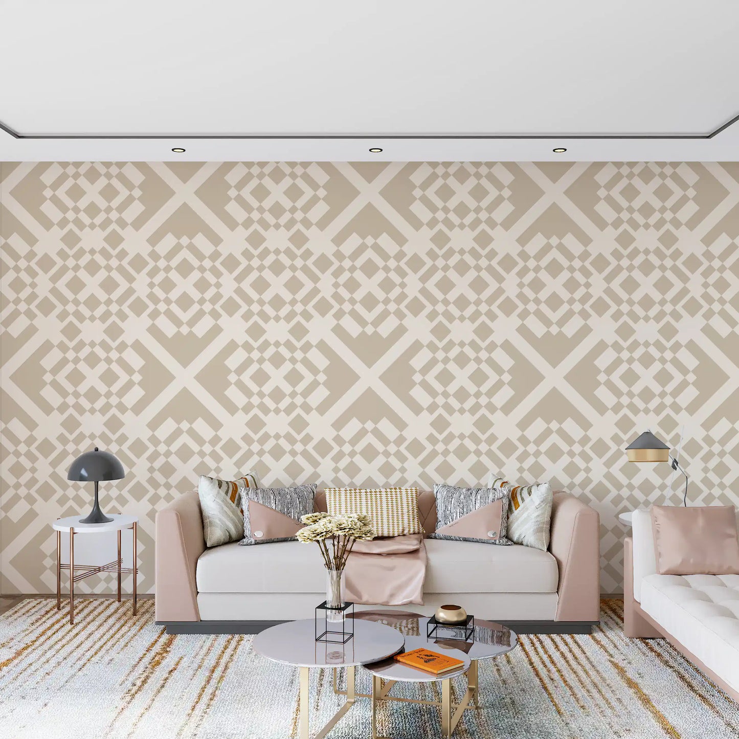 Minimalistisk beige geometrisk gittertapet