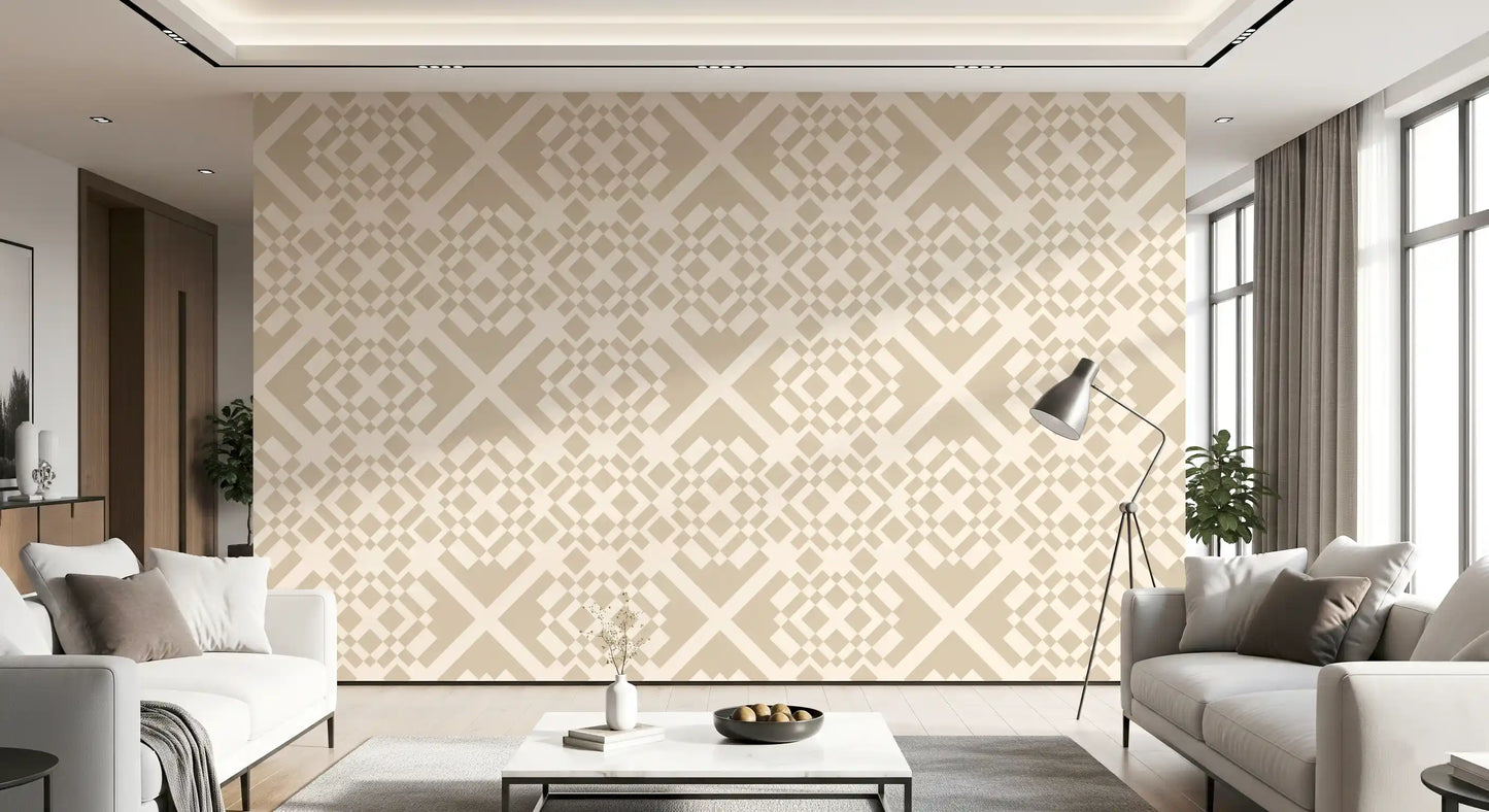 Minimalistisk beige geometrisk gittertapet