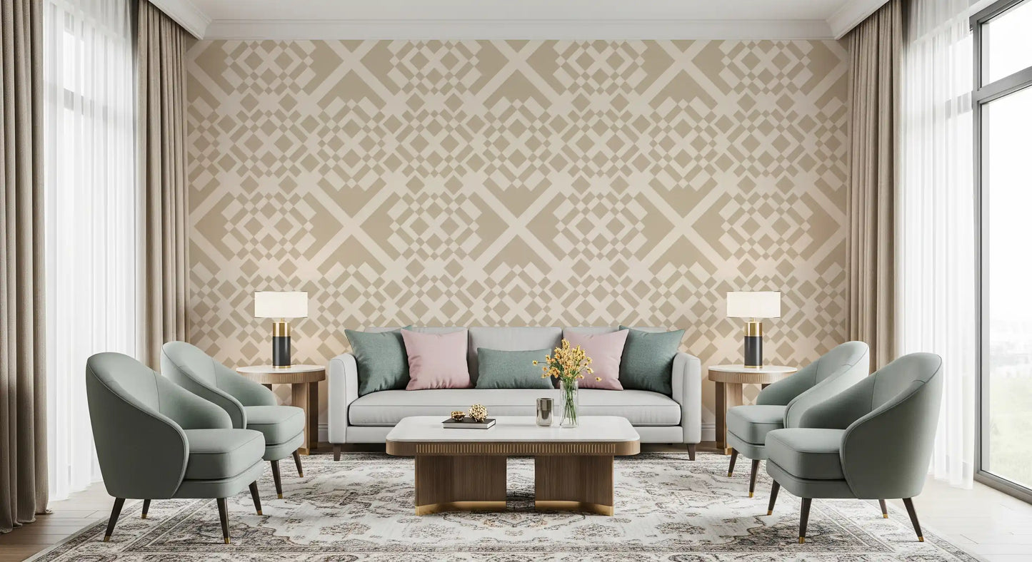 Minimalistisk beige geometrisk gittertapet