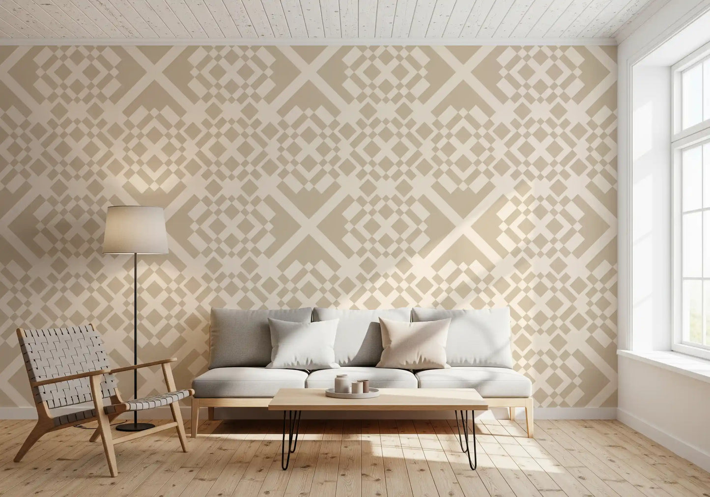 Minimalistisk beige geometrisk gittertapet