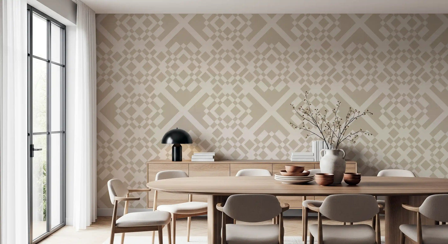 Minimalistisk beige geometrisk gittertapet