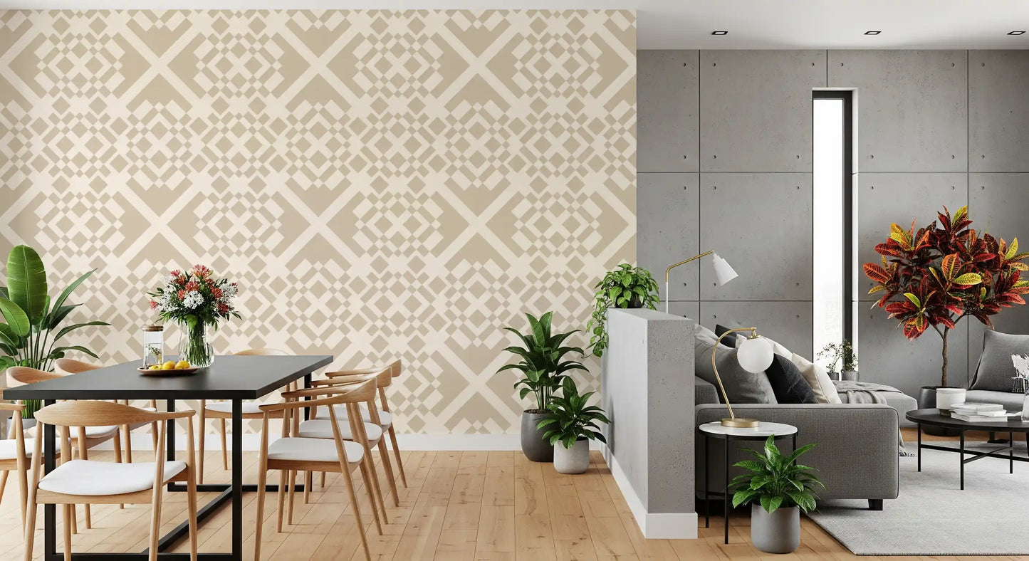 Minimalistisk beige geometrisk gittertapet