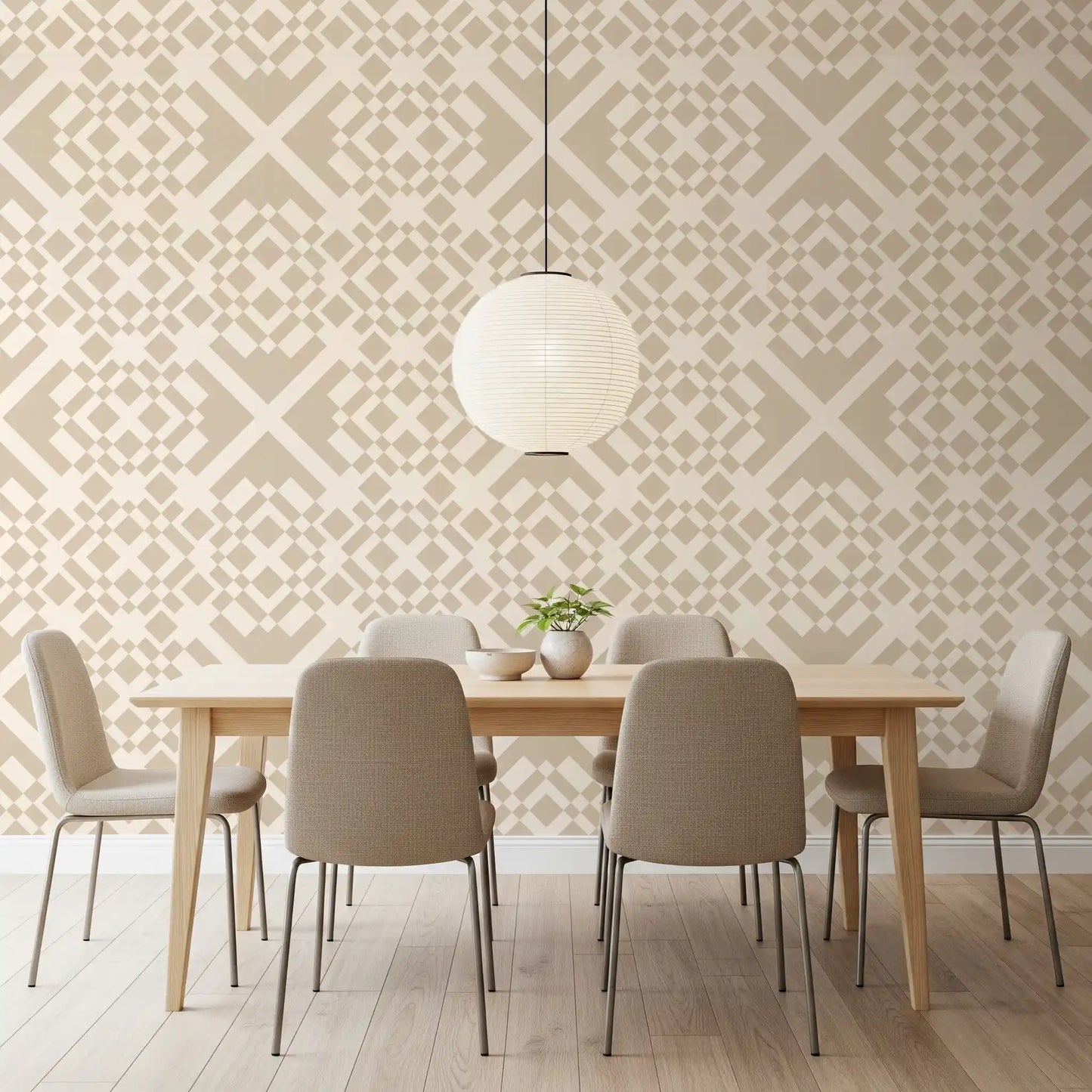 Minimalistisk beige geometrisk gittertapet