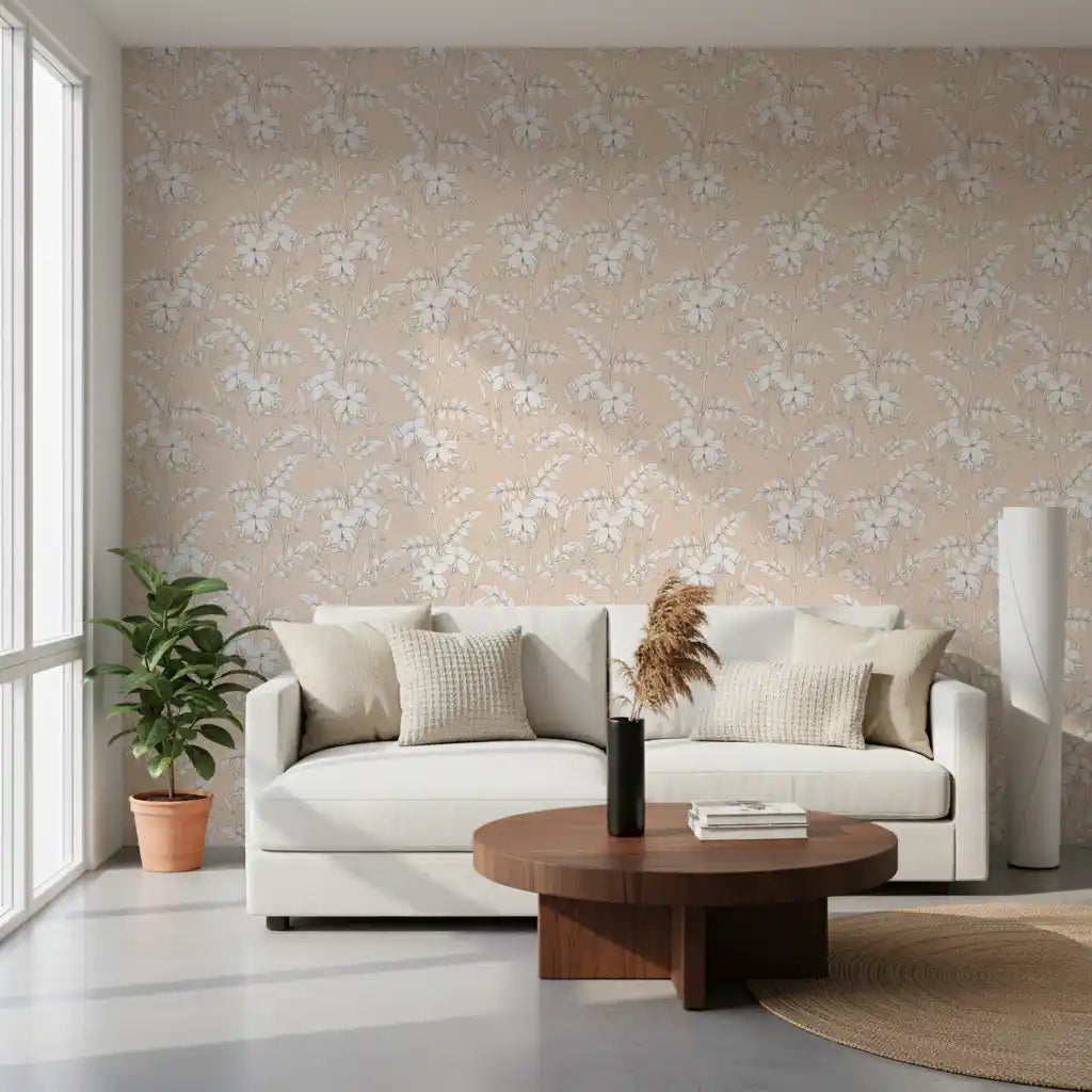 Minimalistisk botanisk stregtegningstapet