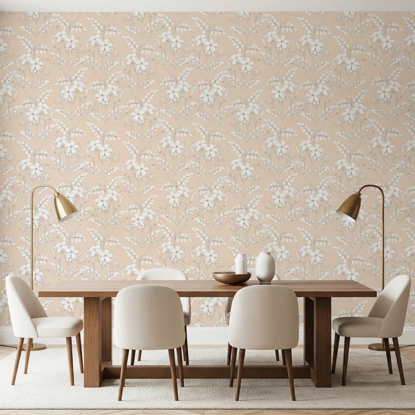 Minimalistisk botanisk stregtegningstapet