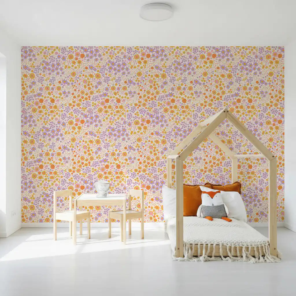 Boho-tapet med vilde engblomster i nuancer