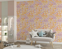 Boho-tapet med vilde engblomster i nuancer