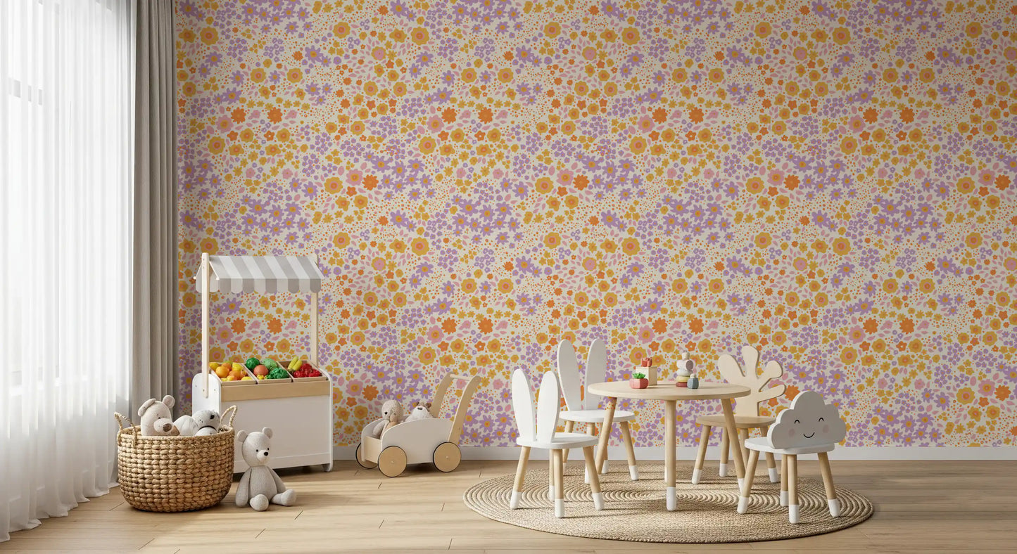 Boho-tapet med vilde engblomster i nuancer